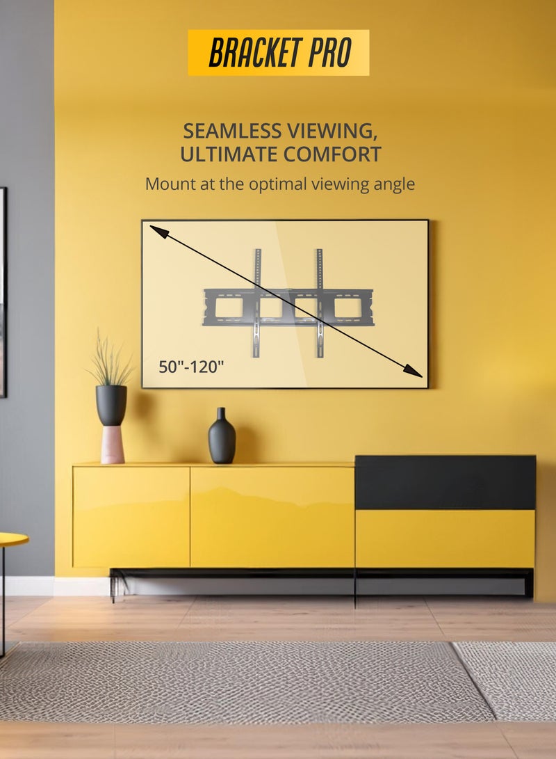 BRACKET PRO حامل ثابت 50"-120" يناسب VESA 900x800mm، سمك 2.3mm - حامل حائط تلفزيون شديد التحمل للشاشات الكبيرة BPF50120 أسود - Image 3