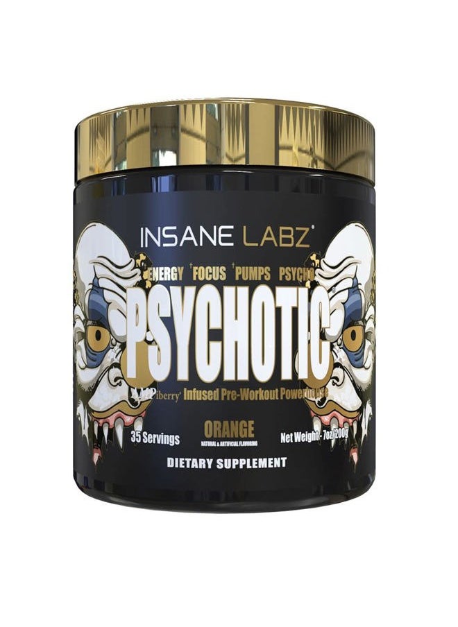 Insane labz Psychotic Gold, High Stimulant Pre Workout Powder, Extreme Lasting Energy Focus, Pumps and Endurance with Beta Alanine, DMAE Bitartrate, NO Booster (35 Servings, Orange)  - Image 1