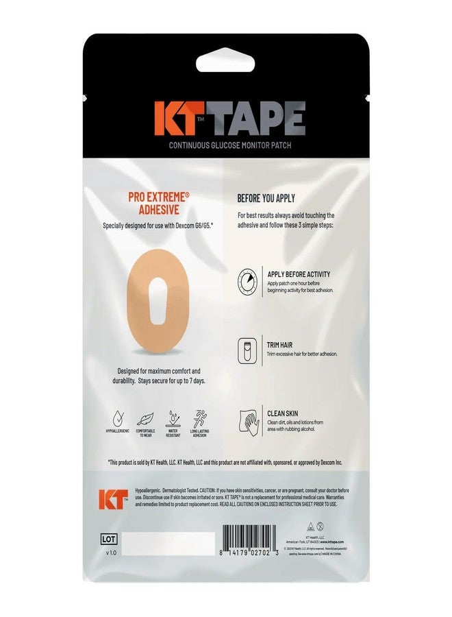 KT Tape, Dexcom G6/G5 CGM Patch, Pro Extreme Water Resistant Adhesive, Ultra-Breathable Synthetic Fabric - Image 2