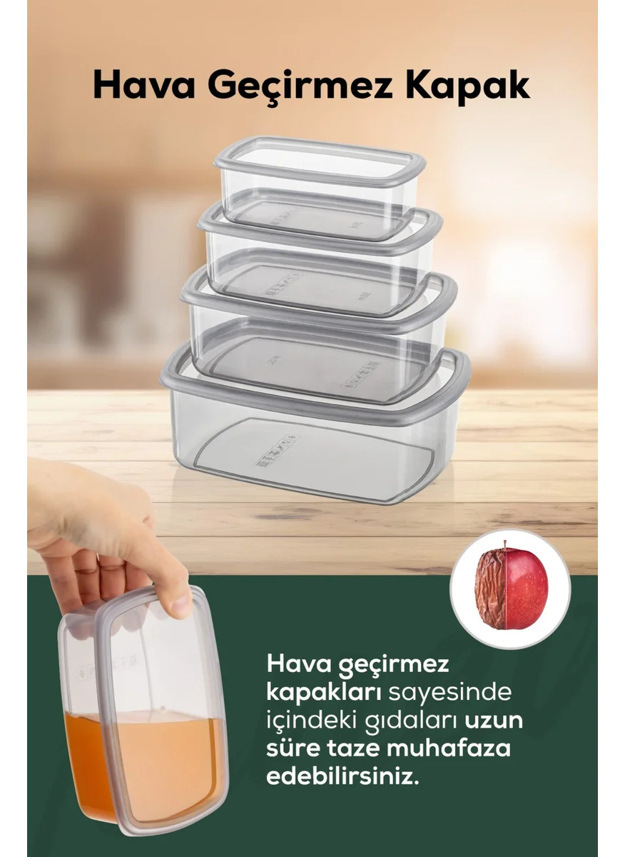Vienev 12LI Airtight Storage Container Set Anthracite 3X(250-500-750-1200 Ml)