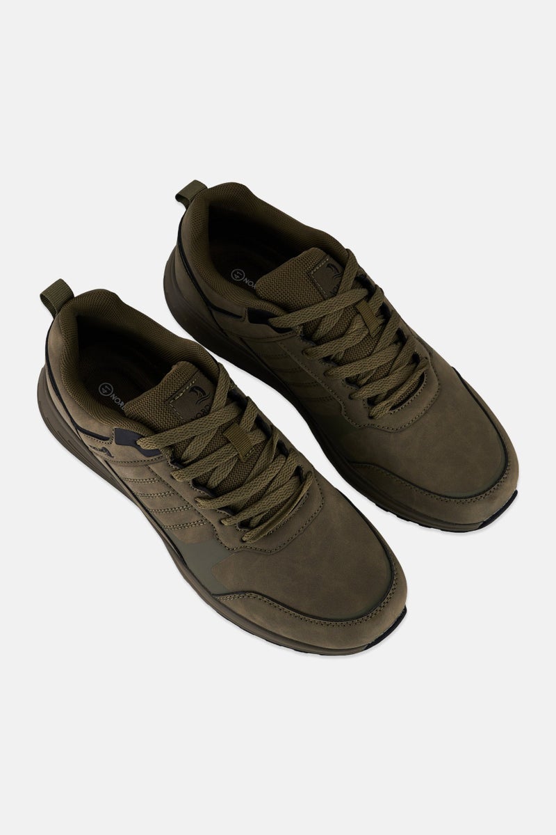 Nordland Men Leather Lace Up Shoes, Olive - Image 4