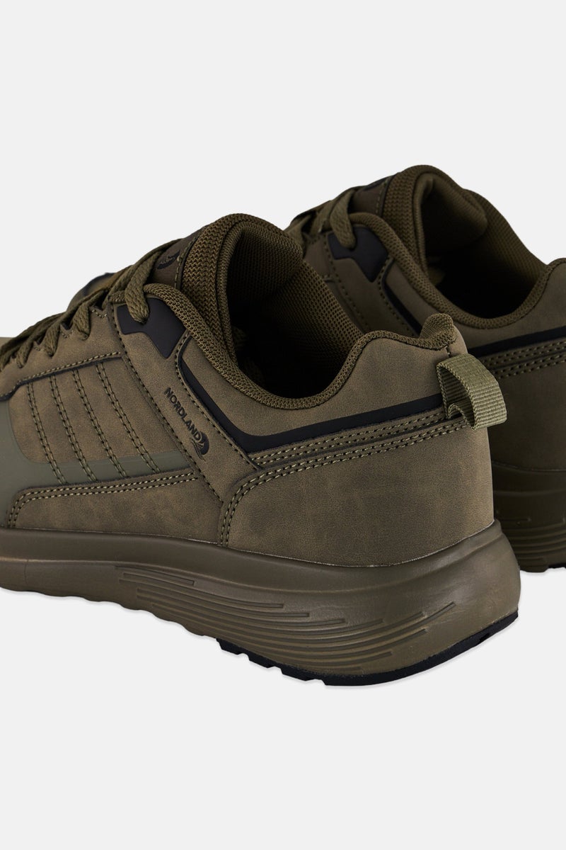 Nordland Men Leather Lace Up Shoes, Olive - Image 3