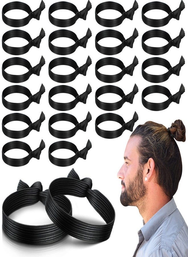 Jexine 36 Pcs Knotted Flat Elastic Hair Ties for Men - No Crease Breakage Ponytail Holders, Strong Accessories for Thick Long Curly Hair - Image 1
