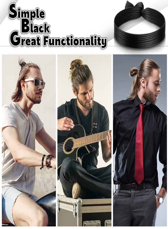 Jexine 36 Pcs Knotted Flat Elastic Hair Ties for Men - No Crease Breakage Ponytail Holders, Strong Accessories for Thick Long Curly Hair - Image 4