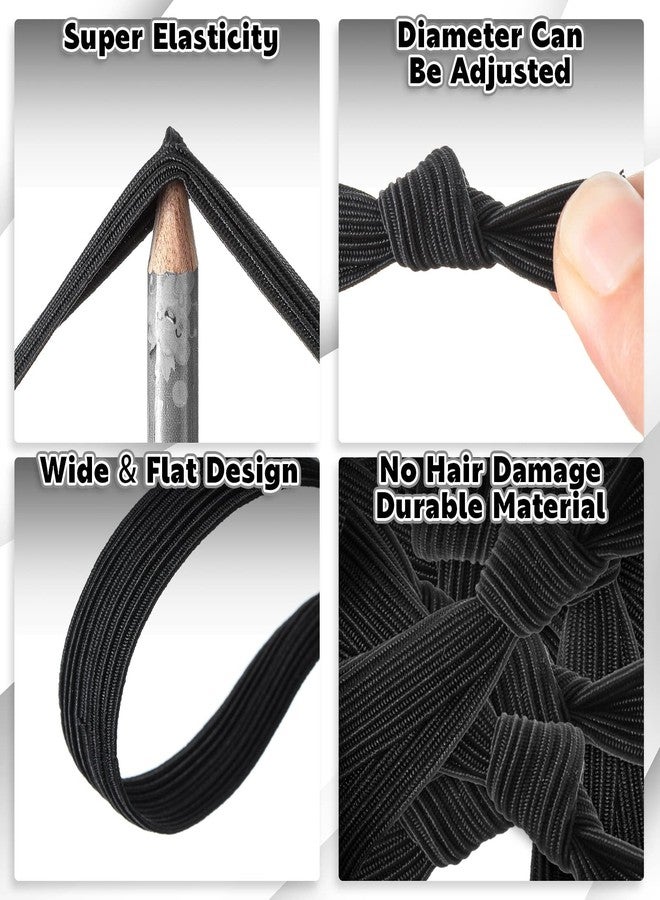 Jexine 36 Pcs Knotted Flat Elastic Hair Ties for Men - No Crease Breakage Ponytail Holders, Strong Accessories for Thick Long Curly Hair - Image 3