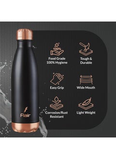 Flair Flair Spark Vacuum Insulated Steel Water Bottle (500 ml, Black), 24 Hours Hot and Cold, Leakproof, BPA-Free, Double Walled, Aqua Water Bottle, Tea Flask, Office, Gym, Travel Bottle  - Image 4