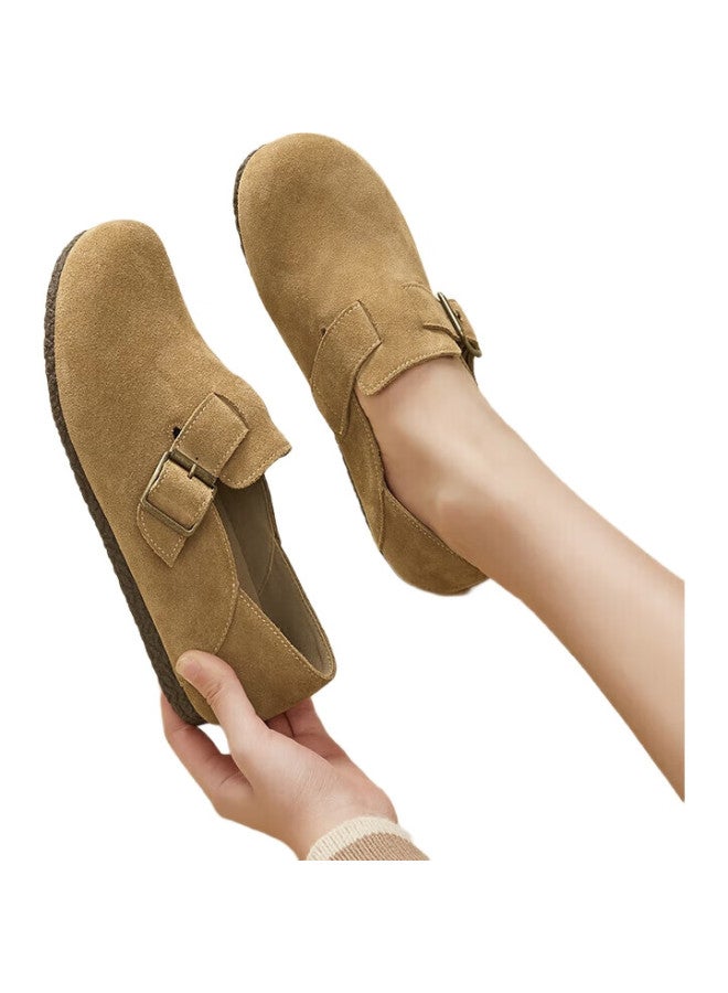 YEARCON Women'S Round Toe Flat Bottom Buckle Shoes 26790W Apricot Single Shoes Size 37 - Image 2