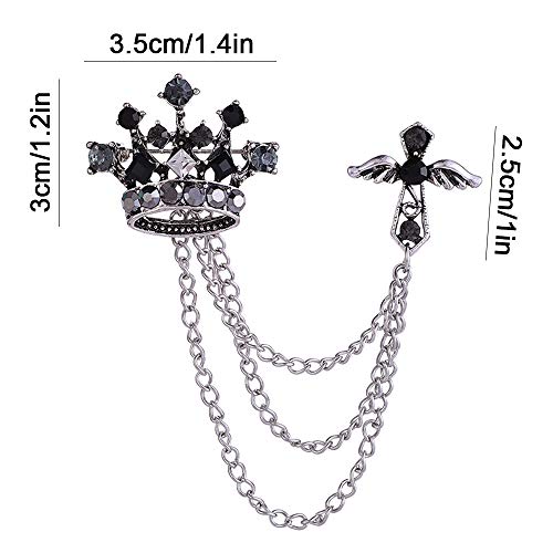 Huture Men's Brooch Set with Chains Suit Pin Badge for Men & Women Suit Tuxedo Tie Hat Scarf Decoration - Image 3