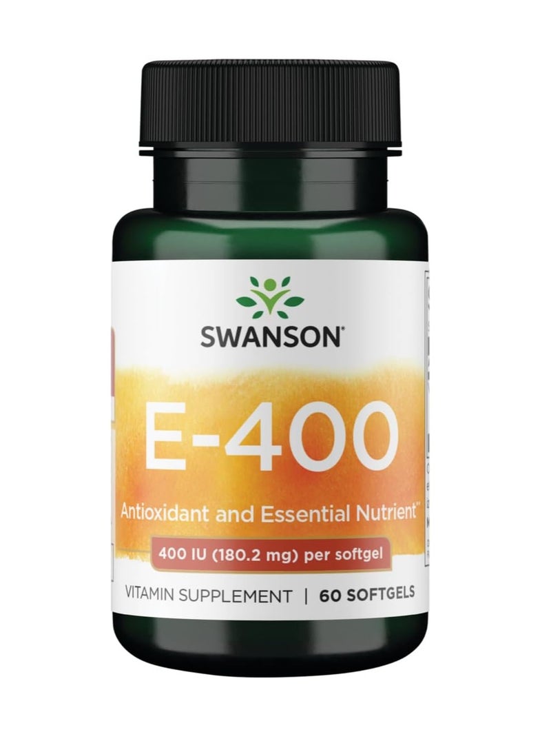 SWANSON Vitamin E 400IU, dietary supplement, 60 capsules