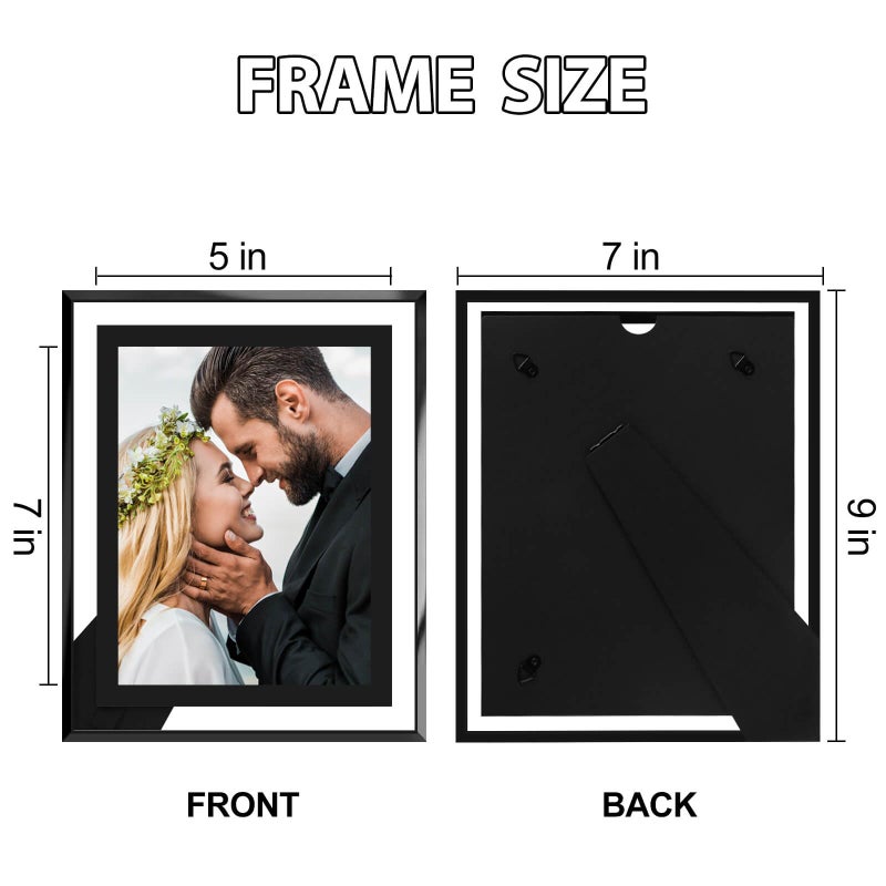 HIKWADERY 5x7 Picture Frames Black - Set of 4  HD Real Glass 5 by 7 Photo Frame Great Gift  for Tabletop or Wall Display (5 x 7  Black) - Image 4