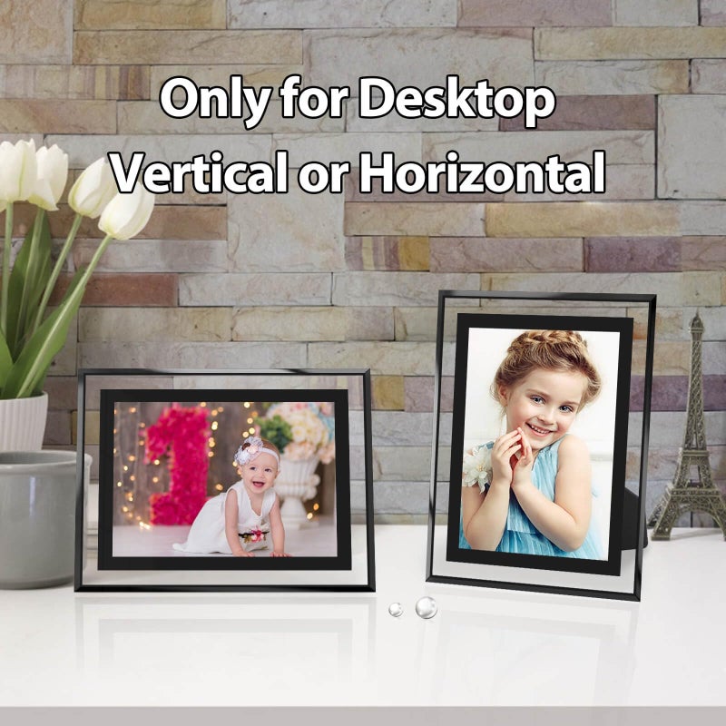 HIKWADERY 5x7 Picture Frames Black - Set of 4  HD Real Glass 5 by 7 Photo Frame Great Gift  for Tabletop or Wall Display (5 x 7  Black) - Image 3