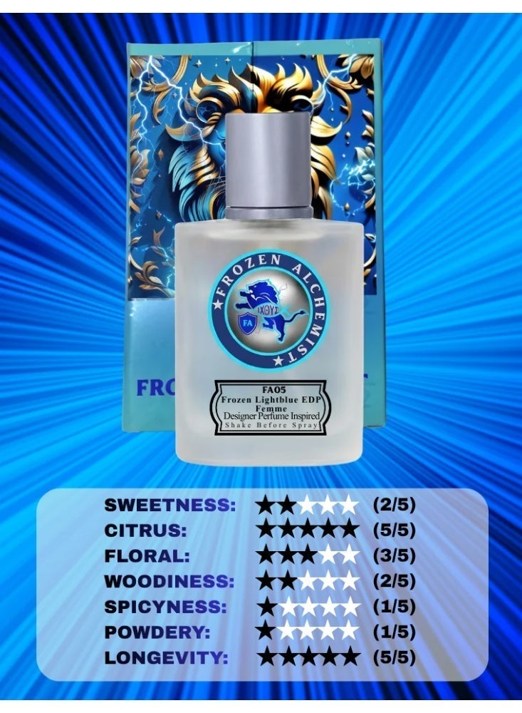 Frozen Alchemist Frozen Light Blue Women (FA05) EDP 100ml for Women by Frozen Alchemist | Fresh Fruity Floral Fragrance | Citrus, Apple, Bamboo & Musk Notes | Long Lasting Eau De Parfum - Image 5