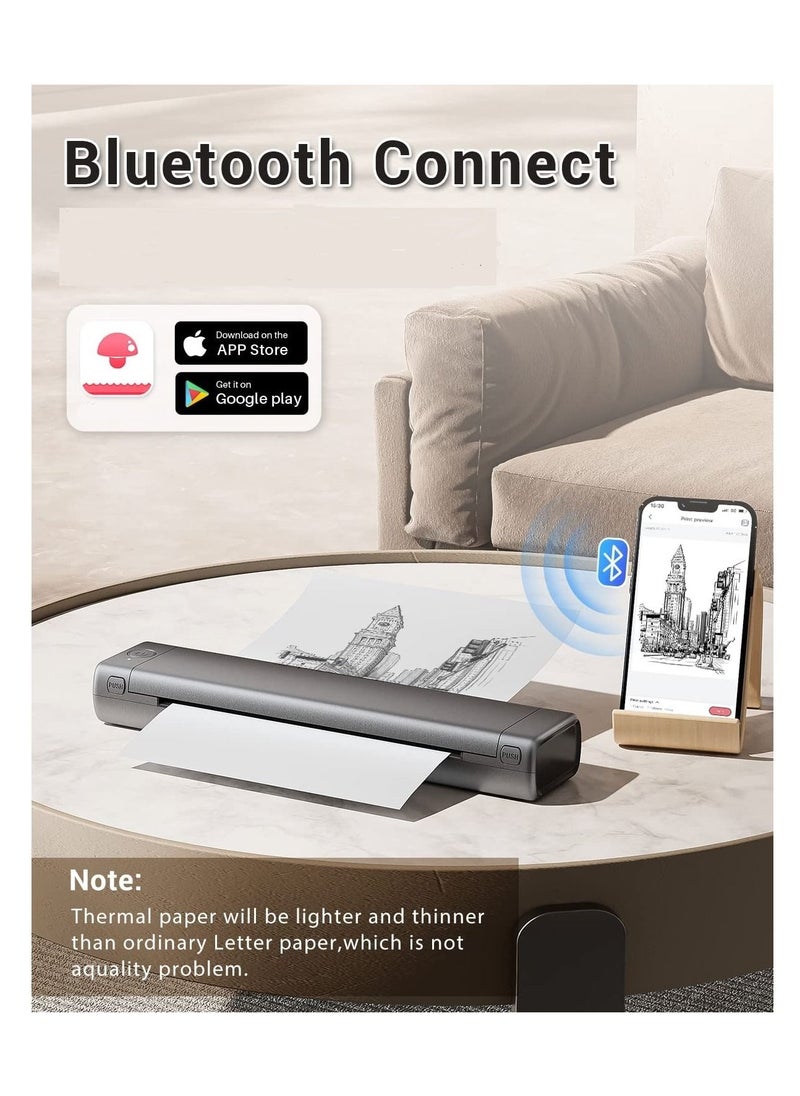 Generic Portable Bluetooth Wireless M80F-A4 Thermal Mobile-Printer, Compact Inkless Printer for Travel, Support Phone & Laptop, Small Printers for Home Use Vehicles Office School Stencils (8.26"x 11.69")  - Image 3