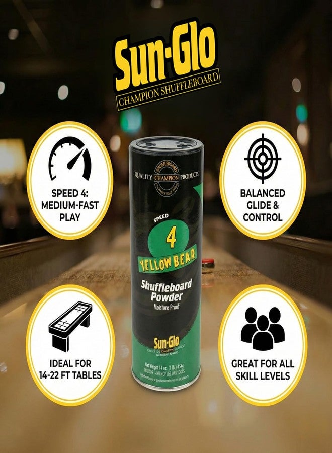 صن-جلو شمع بودرة لعبة الشفلبورد Sun-Glo Speed #4 (Yellow Bear) - سرعة متوسطة للعب متعدد الأغراض، والحانات، وغرف الألعاب المنزلية - علبة خلط سعة 16 أونصة (عبوة من 3 قطع) - Image 2