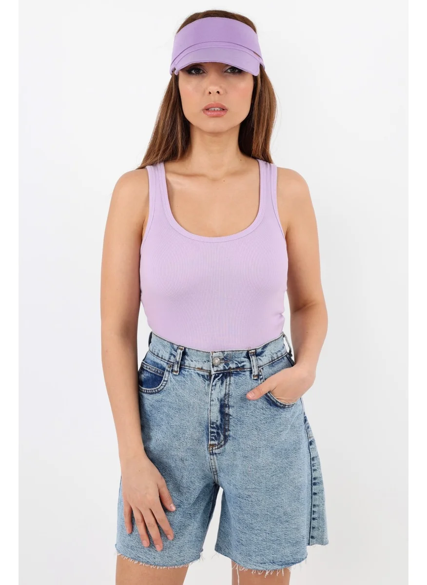 Ritnice Women's Cotton Premium Texture Lilac Cotton Basic Ribbed Athlete