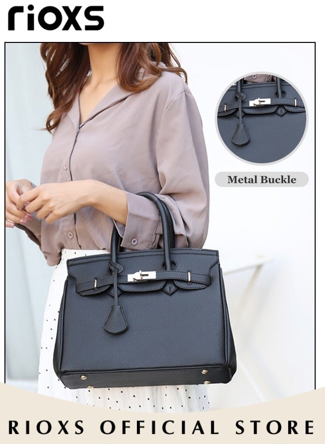 RIOXS Women's Fashion Black Handbag Solid Color Satchel Handbag with Zipper Closure Leisure and Fashionable Crossbody Bag for Commuting Working and Shopping  - Image 5