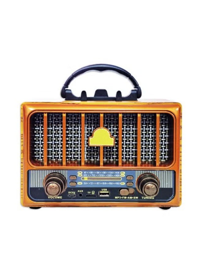 M1933BT Wireless Bluetooth Speaker Radio, 5V Audio Player with TF Card & AUX Input, Colorful Spectrum Light, Classic Retro Design – Brown - Image 1