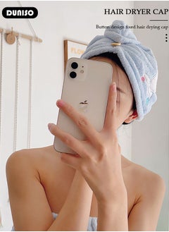 DUNISO 2 Pcs Bath Wrap Towel and Hair Drying Towel Kit, Adjustable Elastic Ultra Absorbent Towel Wrap with Snap Closure Microfiber Soft Coral Fleece Quick Dry Hair Towel Wrap for Women Girl  - Image 2