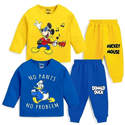 Kuchipoo Baby Boy Regular Fit Cotton Printed T-Shirts and Pyjamas Set (Disney-PSUT-104, 12-18 Months, Multi-Colored) - Image 1