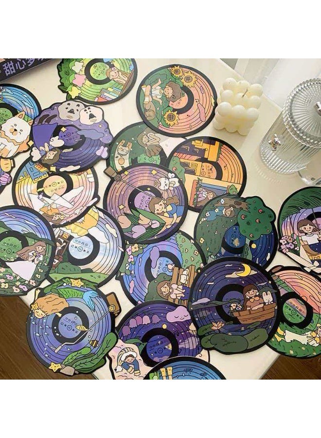 24-Piece Vinyl Record Shaped Postcard Set, Retro Artistic Message Cards - Image 1