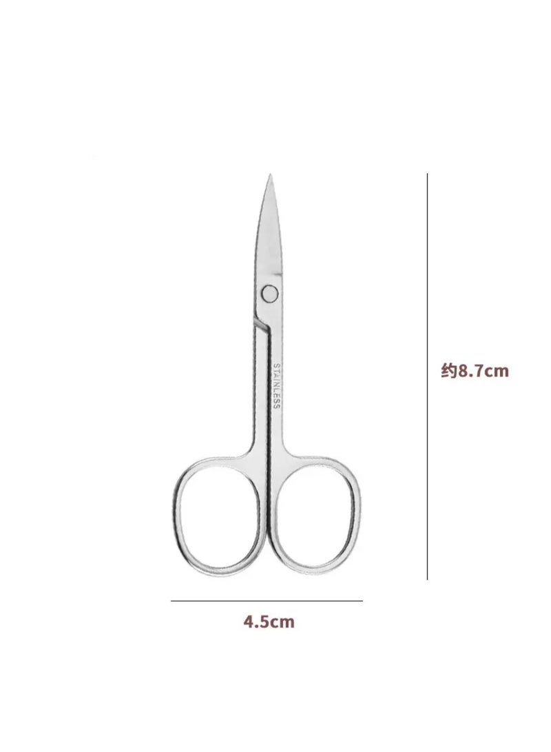 High-quality stainless steel smooth-finish beauty scissors, eyebrow trimmer, nose hair trimmer, beard trimmer, curved and round tips, 2-piece pack, specifically for facial trimming. - Image 5