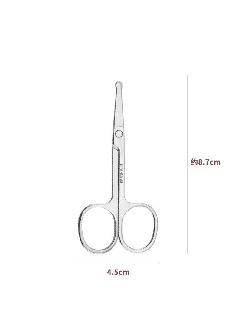 High-quality stainless steel smooth-finish beauty scissors, eyebrow trimmer, nose hair trimmer, beard trimmer, curved and round tips, 2-piece pack, specifically for facial trimming. - Image 4