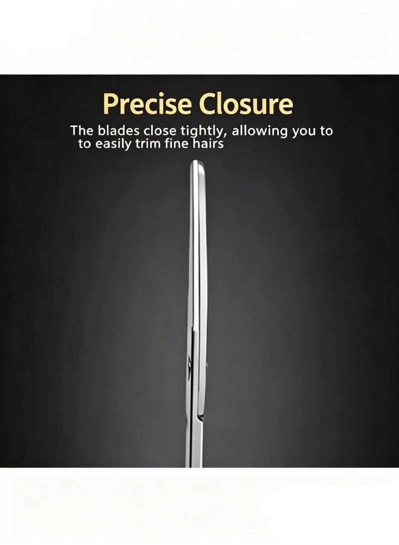 High-quality stainless steel smooth-finish beauty scissors, eyebrow trimmer, nose hair trimmer, beard trimmer, curved and round tips, 2-piece pack, specifically for facial trimming. - Image 2