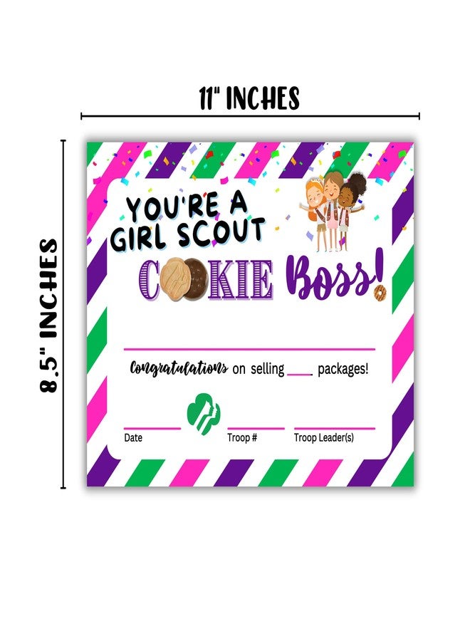 Lashicorn Scout Cookie Selling Boss Certificate | 50 pk 8.5x11” Striped Achievement Hitting Scout Sales Goal Boxes of Cookies Troop Leader - Image 3