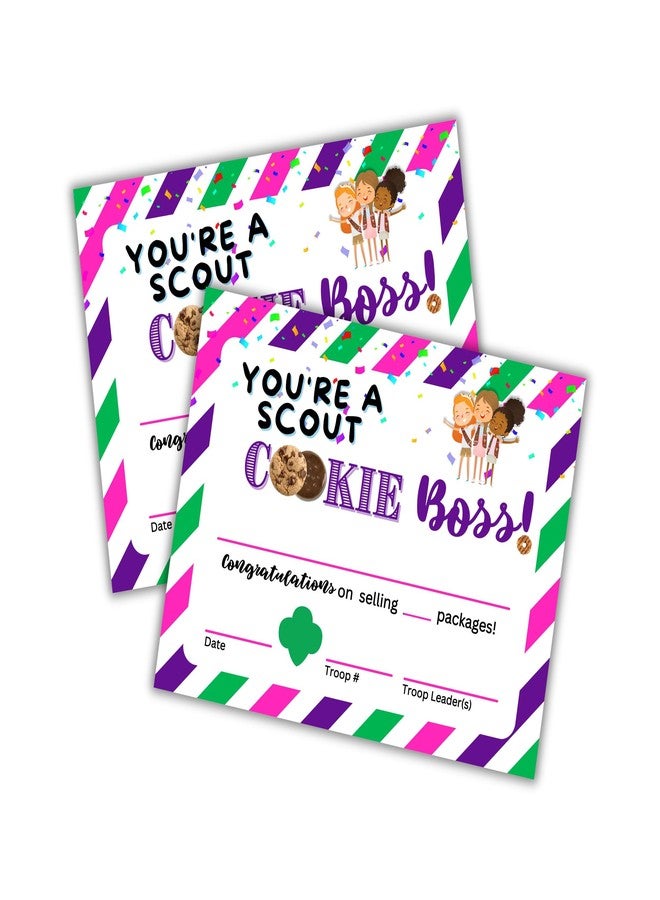 Lashicorn Scout Cookie Selling Boss Certificate | 50 pk 8.5x11” Striped Achievement Hitting Scout Sales Goal Boxes of Cookies Troop Leader - Image 1