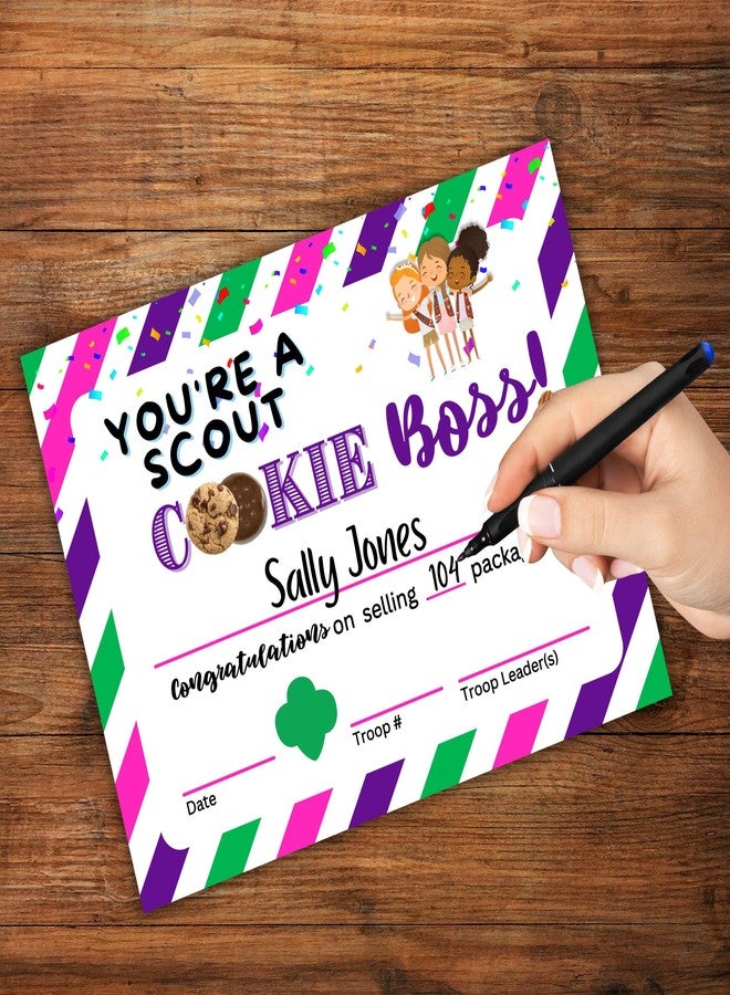 Lashicorn Scout Cookie Selling Boss Certificate | 50 pk 8.5x11” Striped Achievement Hitting Scout Sales Goal Boxes of Cookies Troop Leader - Image 2
