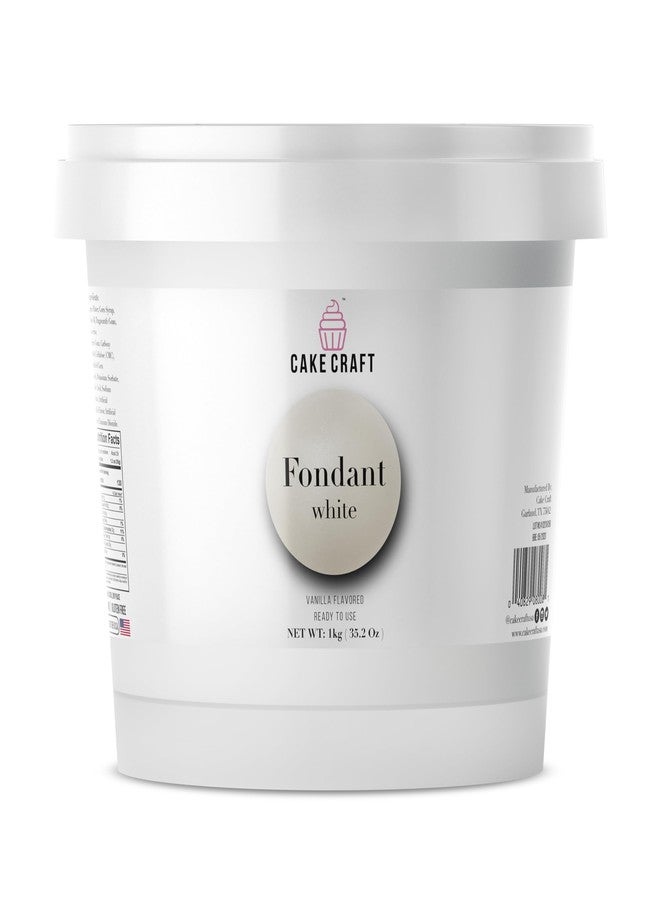 Cake Craft Rolled Fondant – Easy to Use, Vanilla Flavor, Nut-Free, Gluten-Free, Vegan – Perfect for Decorating Cakes, Cupcakes, and Cookies – 2.2 lb White - Image 1