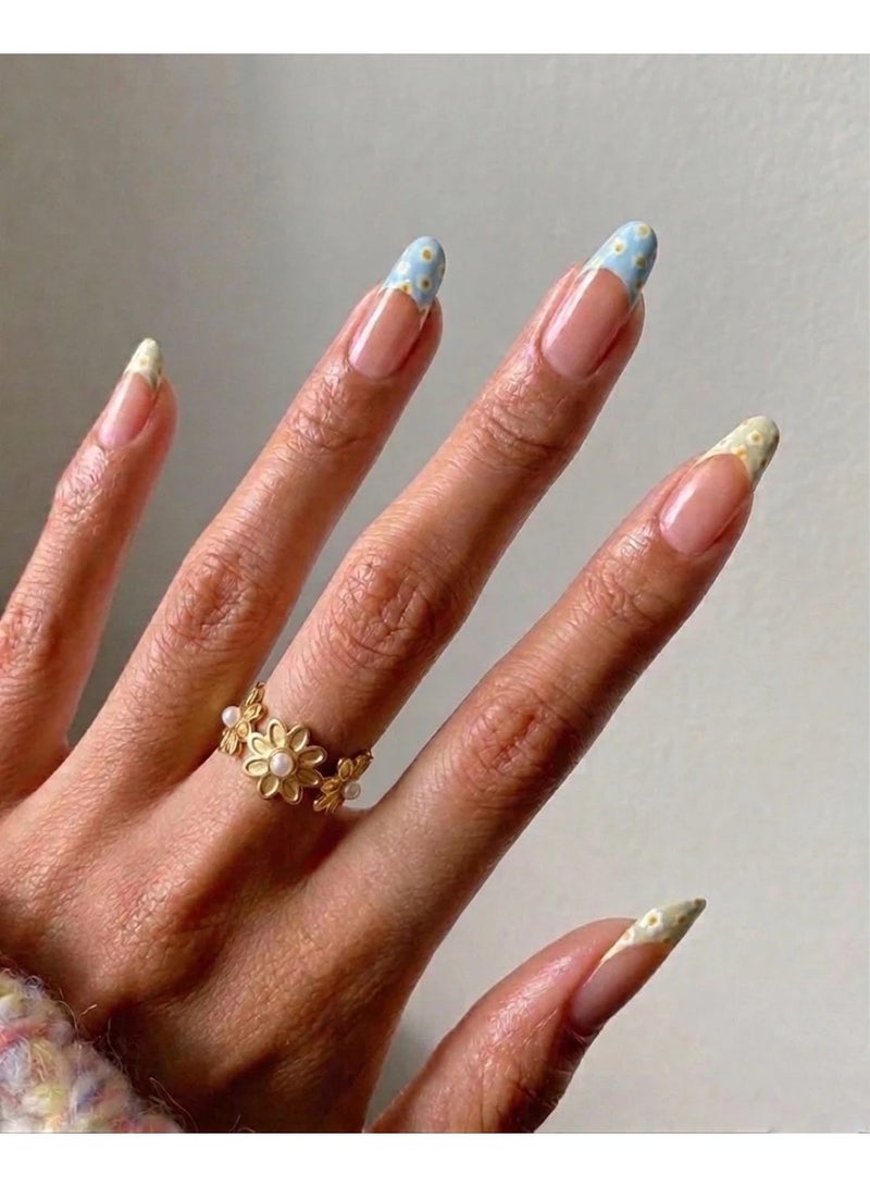 Urban Jewel Dainty Flower Pearl Ring (Stainless Steel) - Image 2