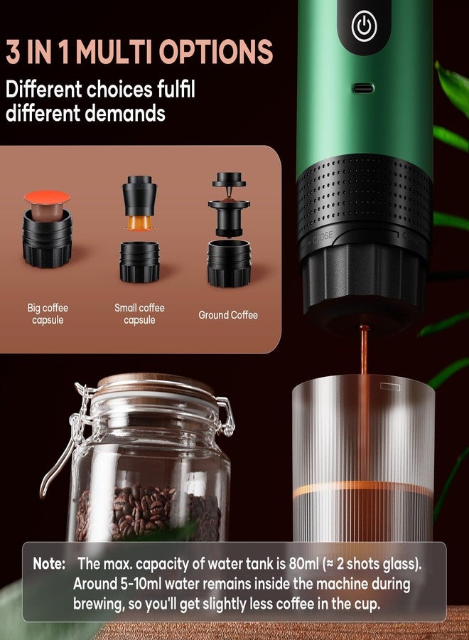kejector Portable Coffee Maker Espresso Machine for Travel Nano Car Coffee Maker Compatible with Ground Coffee & Capsule for RV, Hiking Camping Office, Travel Espresso Maker Electric Green - Image 4
