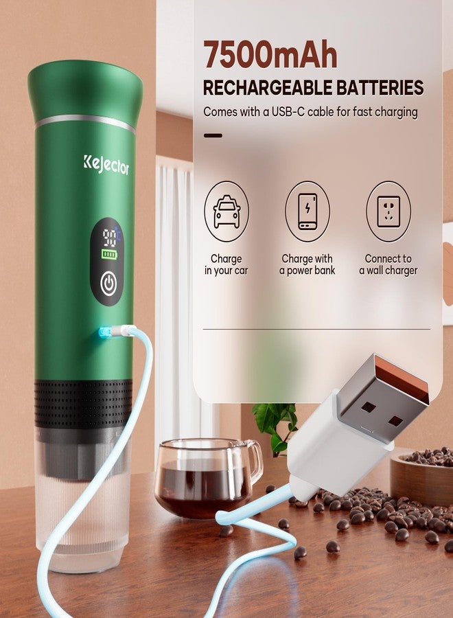kejector Portable Coffee Maker Espresso Machine for Travel Nano Car Coffee Maker Compatible with Ground Coffee & Capsule for RV, Hiking Camping Office, Travel Espresso Maker Electric Green - Image 5