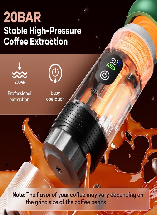 kejector Portable Coffee Maker Espresso Machine for Travel Nano Car Coffee Maker Compatible with Ground Coffee & Capsule for RV, Hiking Camping Office, Travel Espresso Maker Electric Green - Image 3