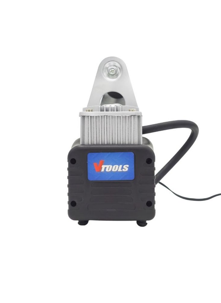 VTOOLS Heavy Duty Tire Inflator With Double Cylinders 12V 150 PSI Portable Air Compressor with Adapter for Car Truck SUV Tires 3 Nozzles  - Image 2