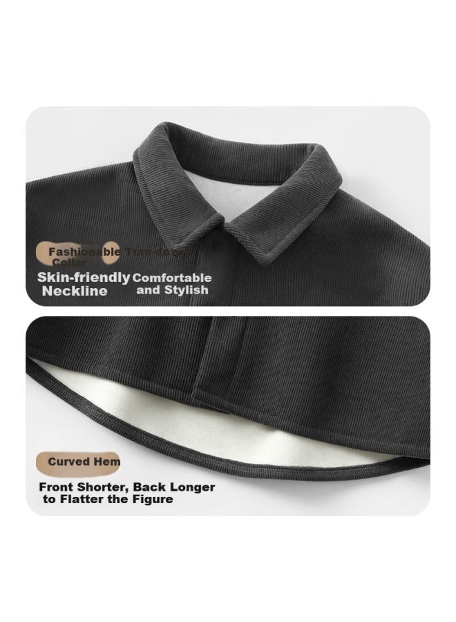 Badibadi Autumn Winter New Baby Boys Corduroy Shirt Casual Versatile Jacket Dark Gray Letter Dinosaur 140 - Image 2