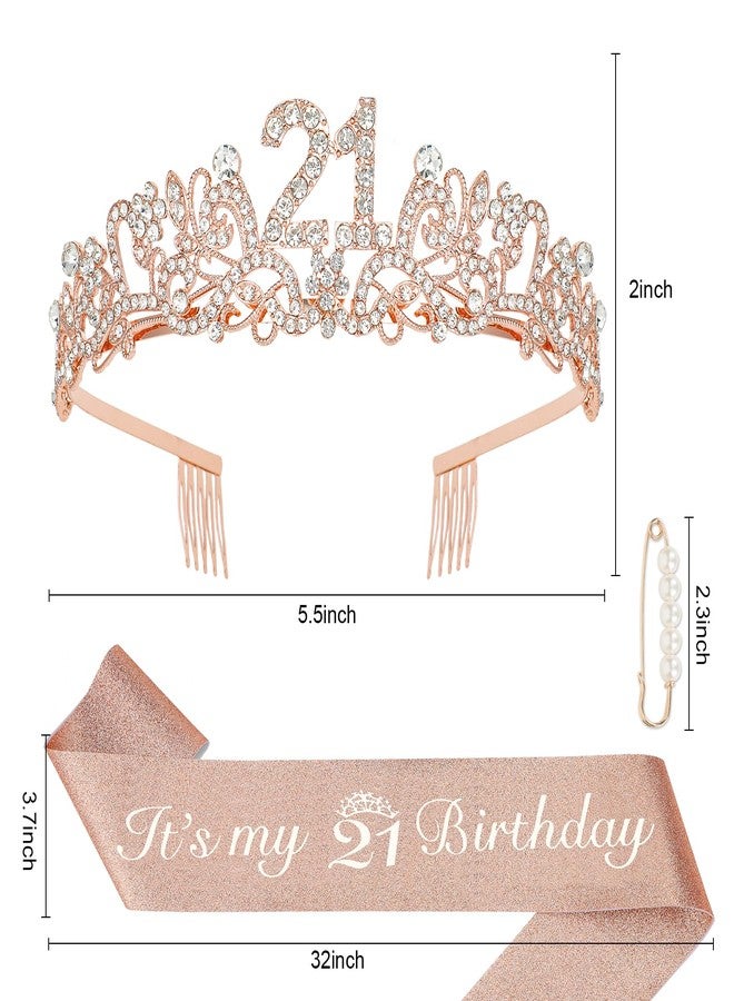 Semato 21st Birthday Decorations for Her - 21st Birthday Sash and Crown Kit for Girls Decorations 21st Tiara Party Favors - Image 2