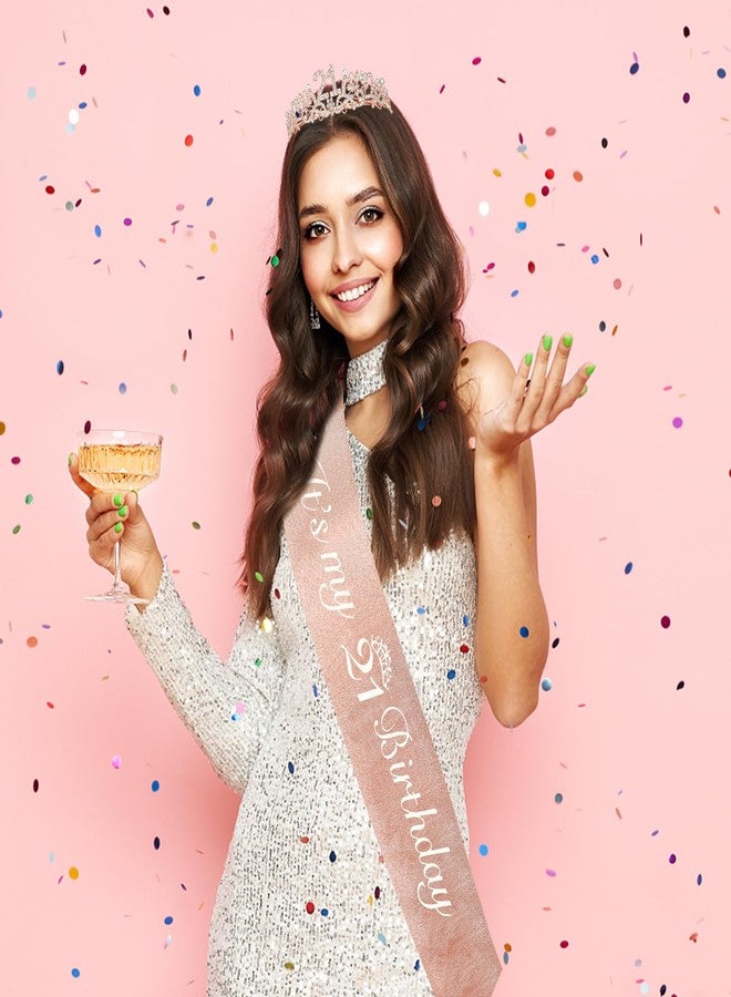 Semato 21st Birthday Decorations for Her - 21st Birthday Sash and Crown Kit for Girls Decorations 21st Tiara Party Favors - Image 4