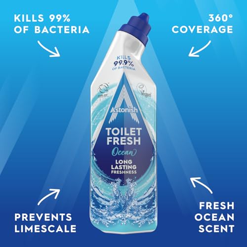 Astonish "Astonish Toilet Cleaner Fresh Gel Ocean, 750ml | Kills 99.9% of Bacteria | Removes & Prevents Limescale | Long-Lasting Fresh Fragrance | Easy to Use for a Clean & Fresh Toilet - Image 4