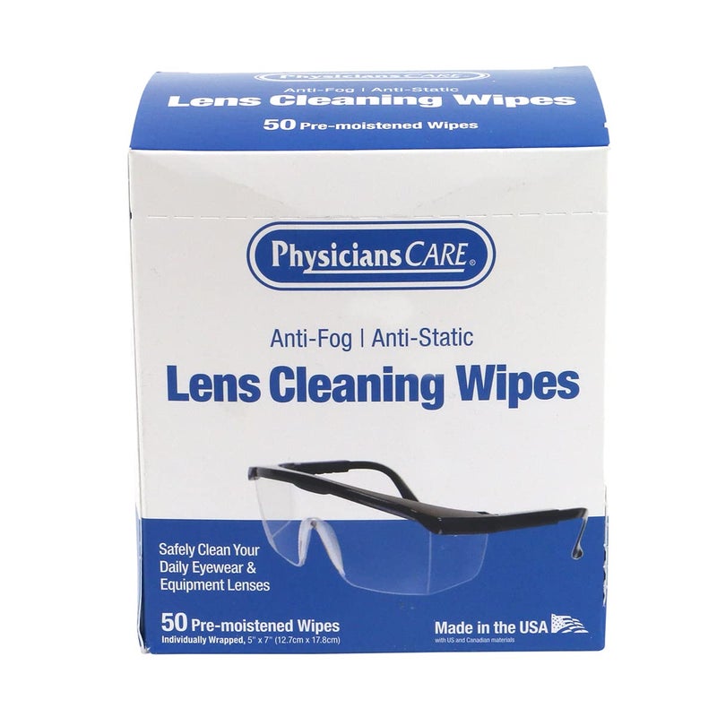 First Aid Only PhysiciansCare Pre-Moistened Anti-Fog, Anti-Static Lens Wipes for Eyeglasses, 50 Count - Image 1