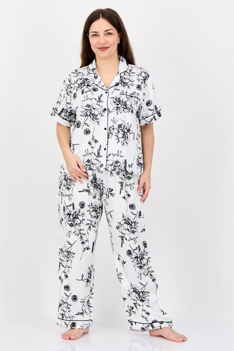Marilyn Monroe Women 2 Pieces Floral Print Pajamas Set, Multicolor - Image 1