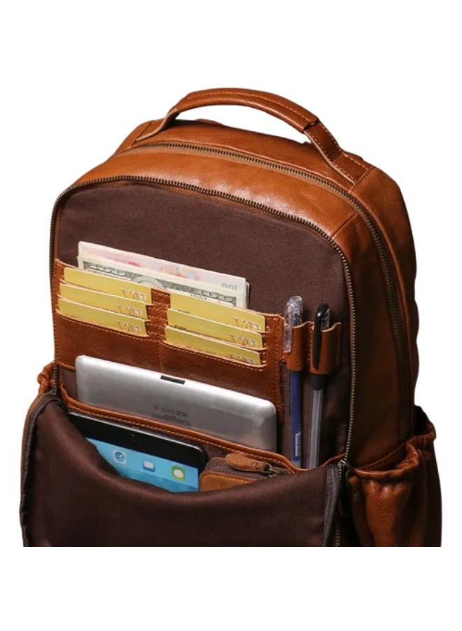 Montevero™ Voygar Leather Backpack - Premium Natural Leather, Unisex, Fits 16” Laptop - Image 4