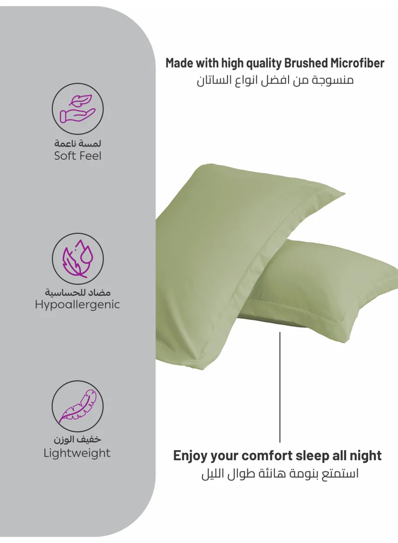 Donetella Desert Sage Microfiber Pillowcases 2-Pcs Soft Pillow Cover (50 x 75 CM) With Envelope Closure (Without Pillow Insert)  | Best Price UAE