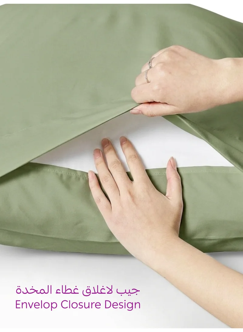Donetella Desert Sage Microfiber Pillowcases 2-Pcs Soft Pillow Cover (50 x 75 CM) With Envelope Closure (Without Pillow Insert)  | Best Price UAE