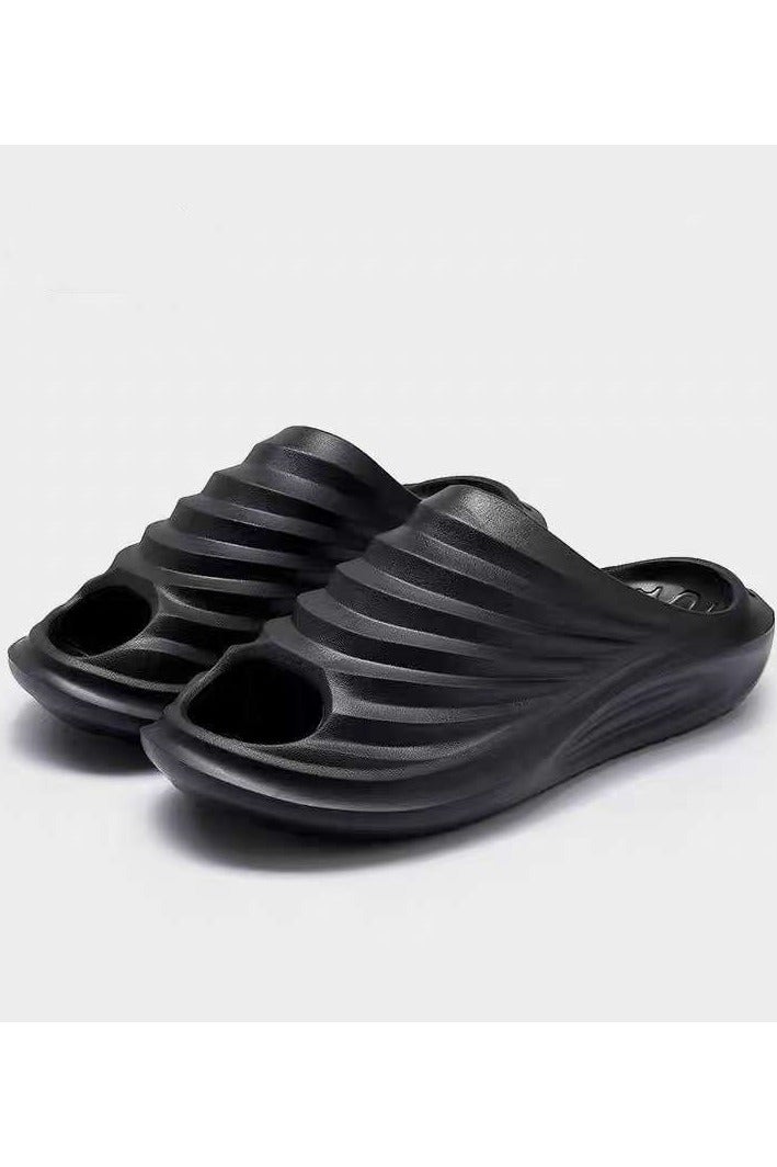 Men's bathroom outer wear beach soft sole slippers black - Image 1