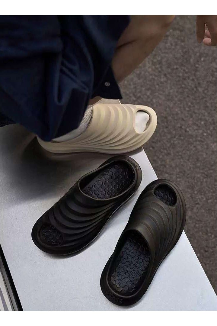 Men's bathroom outer wear beach soft sole slippers black - Image 2