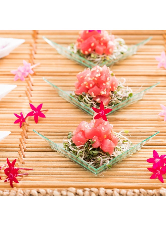 Restaurantware 4 x 2 Inch Mini Appetizer Plates, 100 Disposable Triangle Plates - Serve Hors D'oeuvres, Samples, Or Snacks, For Parties Or Catering, Seagreen Plastic Mini Dessert Plates, - Image 3