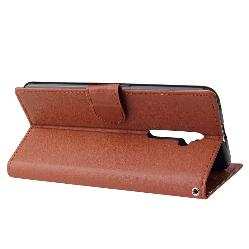 Generic (Unbranded) For Oppo A9 2020/Reno 2Z Cellphone Shell PU Leather Mobile Phone Cover Stand Available Anti-drop Elegant Smartphone Case Brown - Image 2