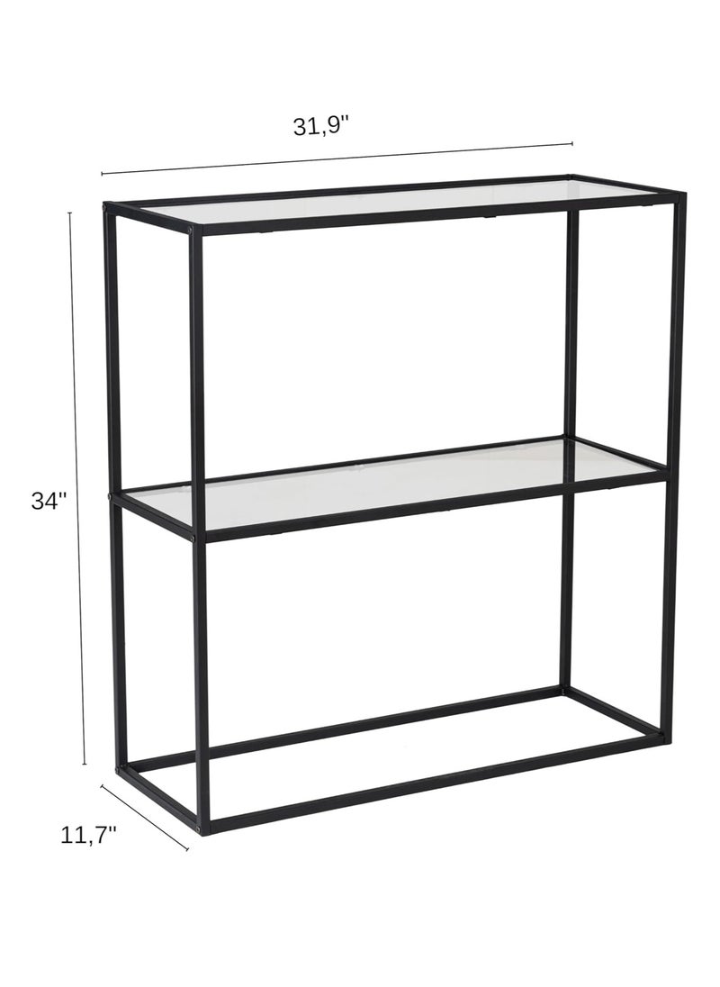 HOME TASTE TOMSUN Console Table with Storage Glass Shelve Pre Assembled Two-Tier Glass and Metal Shelving Unit for Modern Spaces  - Image 2